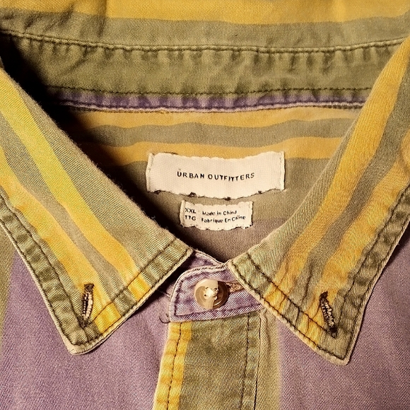 XXL UO '90s College Stripe Short Sleeve Button-Down Shirt - Picture 4 of 10